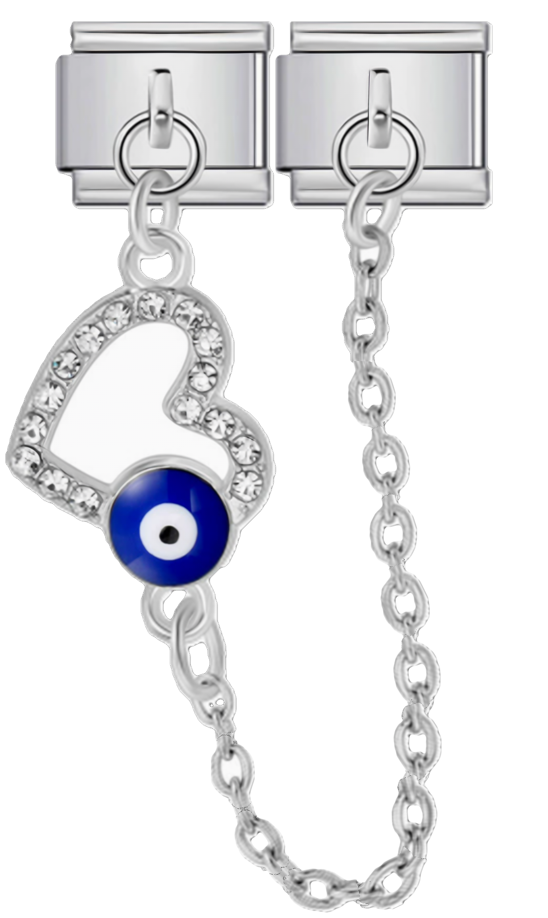 Duplo srce i evil eye lančić